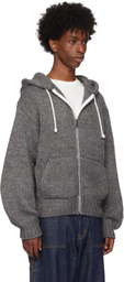 RICE NINE TEN Gray Hand Knitted Zip Hoodie