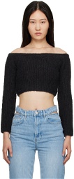FRAME Black Off-The-Shoulder Sweater