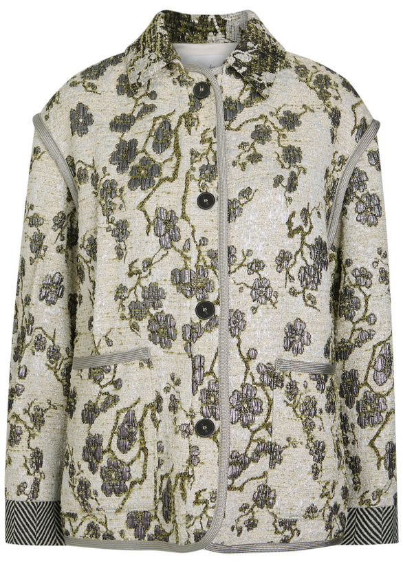 Photo: Forte_forte Floral-jacquard Bouclé Jacket White And Green
