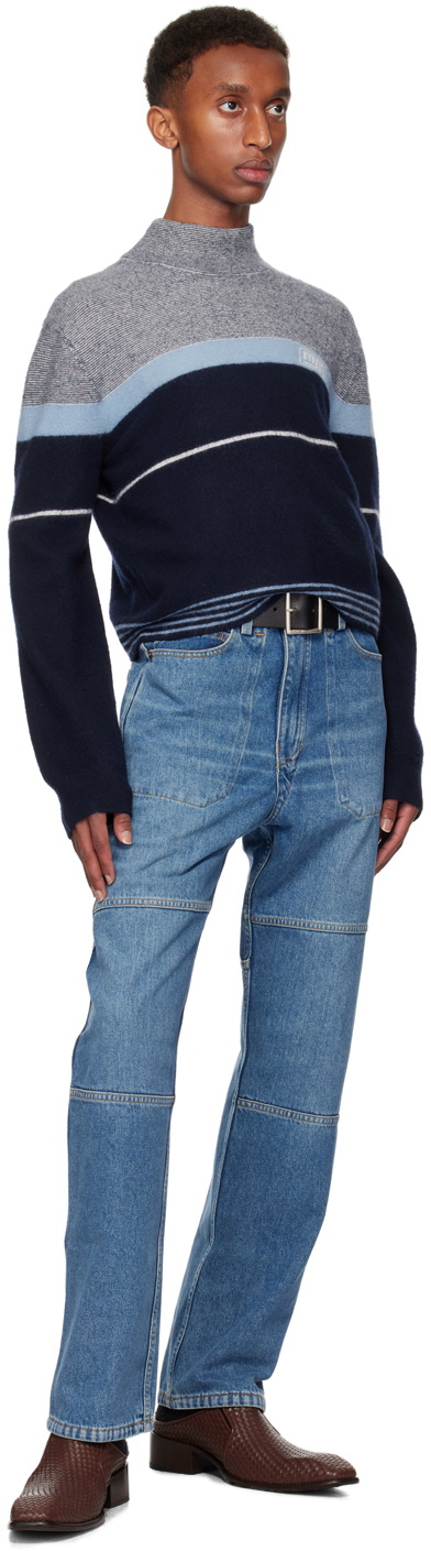 Martine Rose Navy Pilling Turtleneck