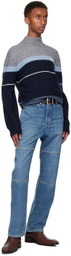 Martine Rose Navy Pilling Turtleneck