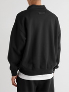 FEAR OF GOD ESSENTIALS - Logo-Flocked Cotton-Blend Jersey Mock-Neck Sweatshirt - Black