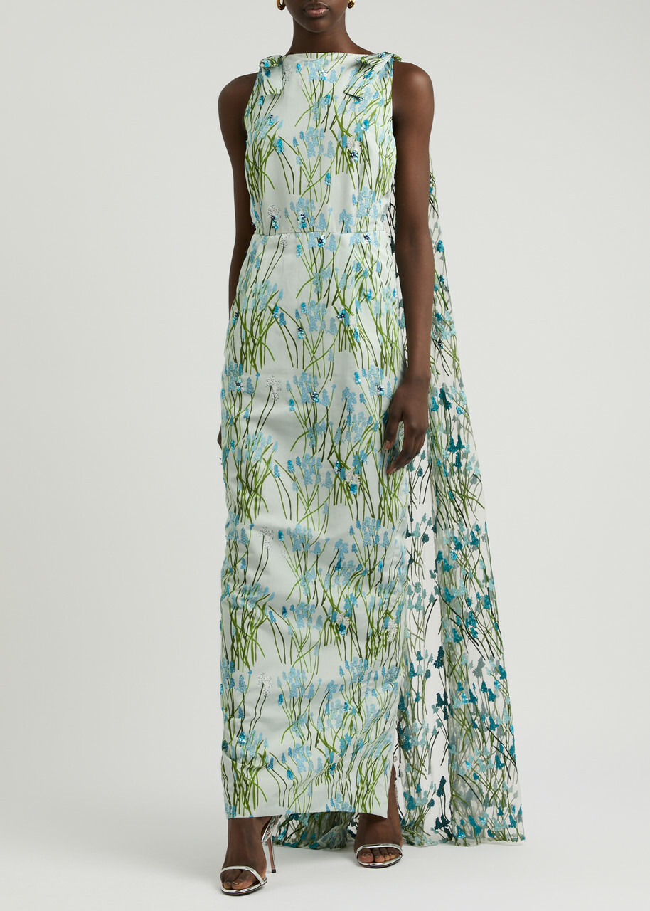 ワンピースその他 BERNADETTE io maxi dress with floral linen print BERNADETTE Georgio Floral-Print Linen Gown in Metallic | Lyst