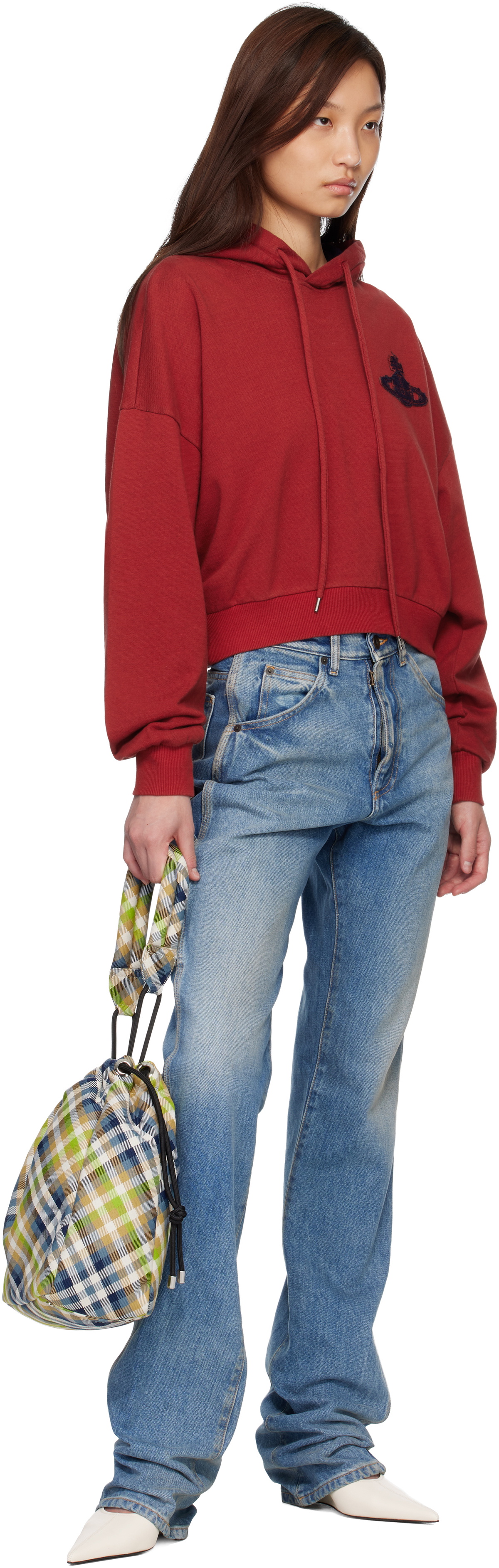Vivienne Westwood Red Cropped Box Hoodie