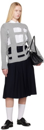 Comme des Garçons Girl Navy Wool Pleated Waist Button Midi Skirt