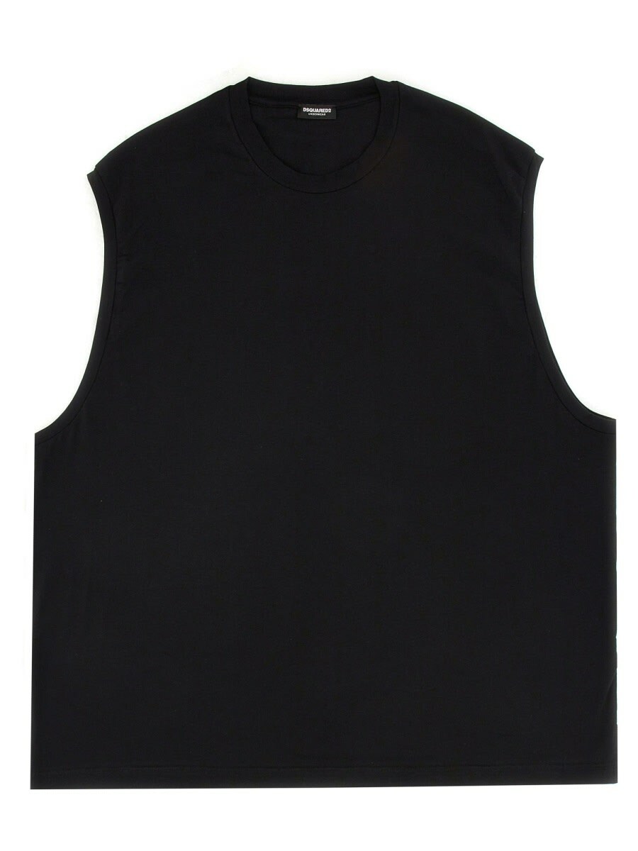 VIP【関税送料無料】希少 DSQUARED2 BLACK COTTON TANK TOP DSQUARED2 PAYGUY COOL TANK TOP | REVERSIBLE