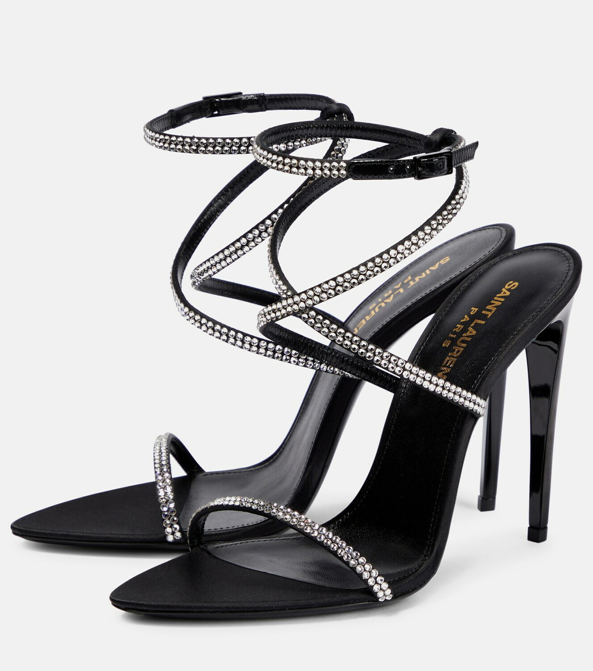 Saint Laurent - Georgia 110 embellished satin sandals Saint