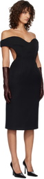 Mugler Black Sculptural Midi Dress