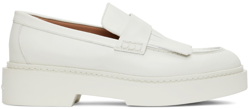 Santoni White Pamela Loafers