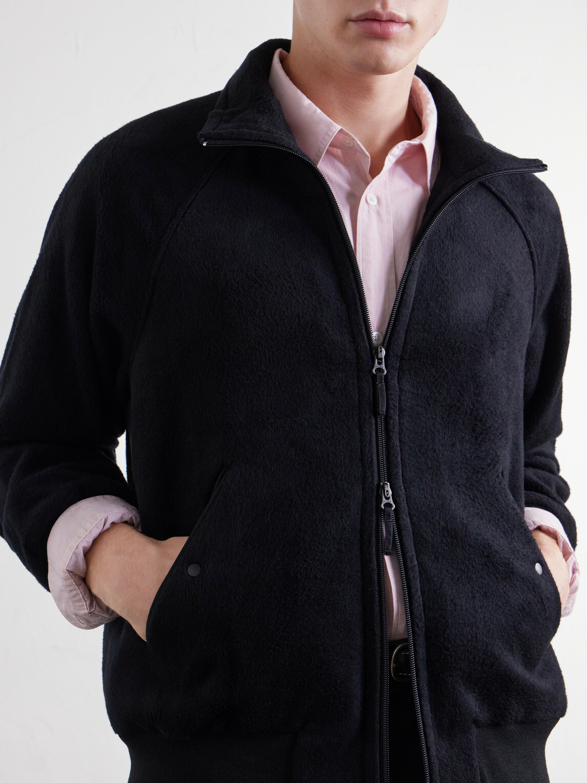 ATON - Silk And Wool-Blend Fleece Jacket - Black