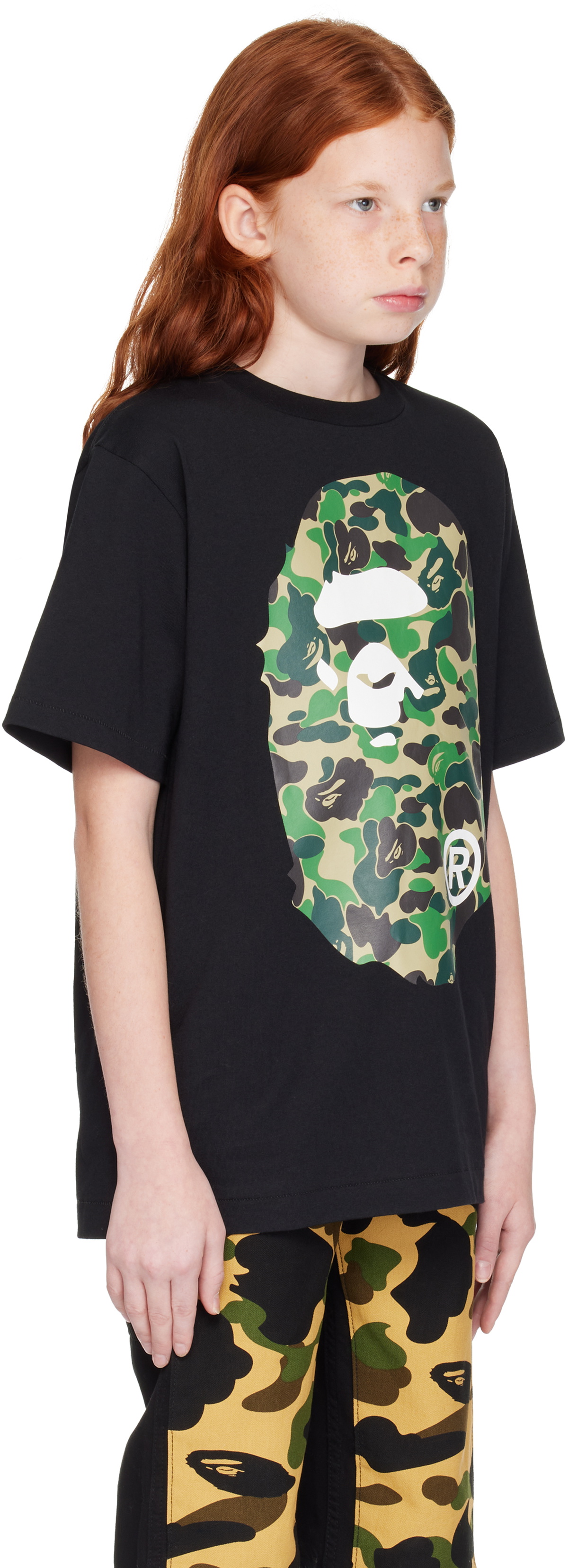 BAPE Kids Black ABC Camo Big Ape Head T-shirt A Bathing Ape