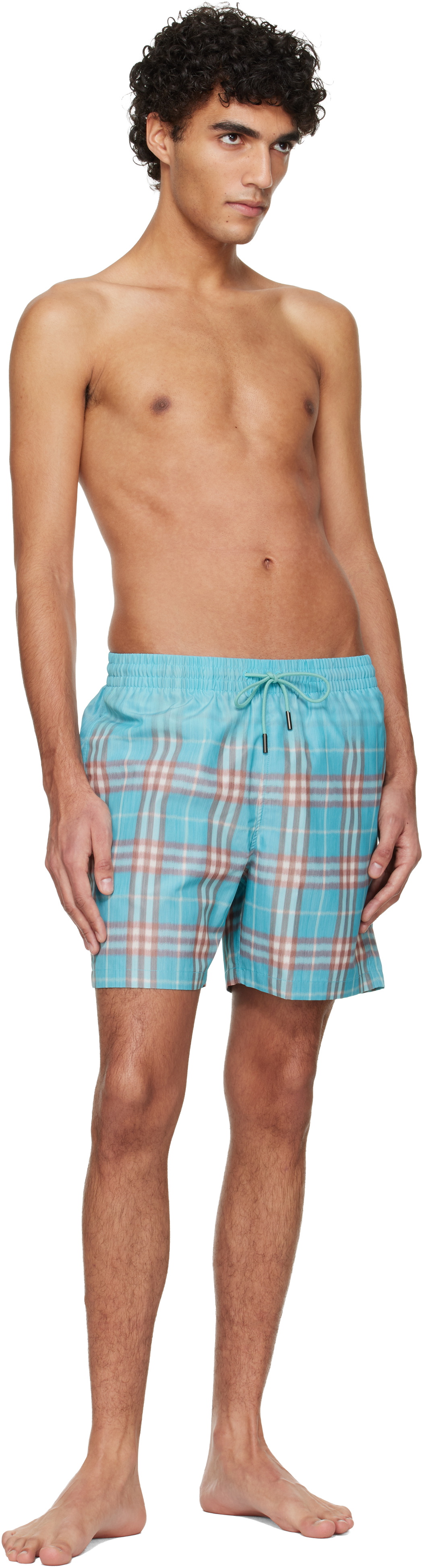Burberry Blue Gradient Check Swim Shorts
