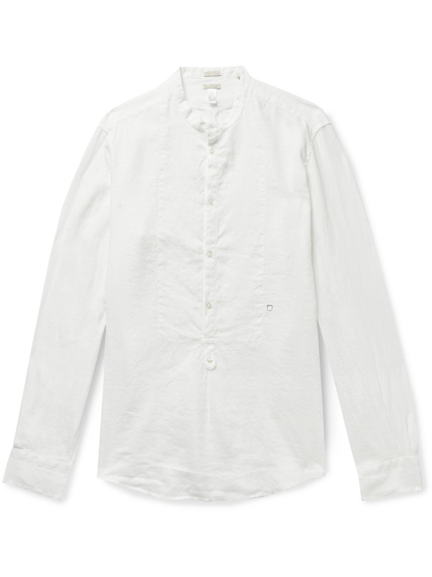 Photo: MASSIMO ALBA - Kos Grandad-Collar Garment-Dyed Linen Half-Placket Shirt - Neutrals