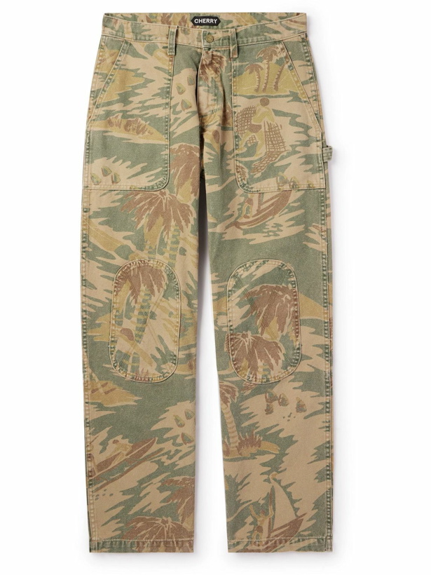 Photo: Cherry Los Angeles - Straight-Leg Camouflage-Print Cotton-Canvas Trousers - Green