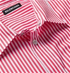 Balenciaga - Logo-Embroidered Striped Cotton-Poplin Shirt - Red