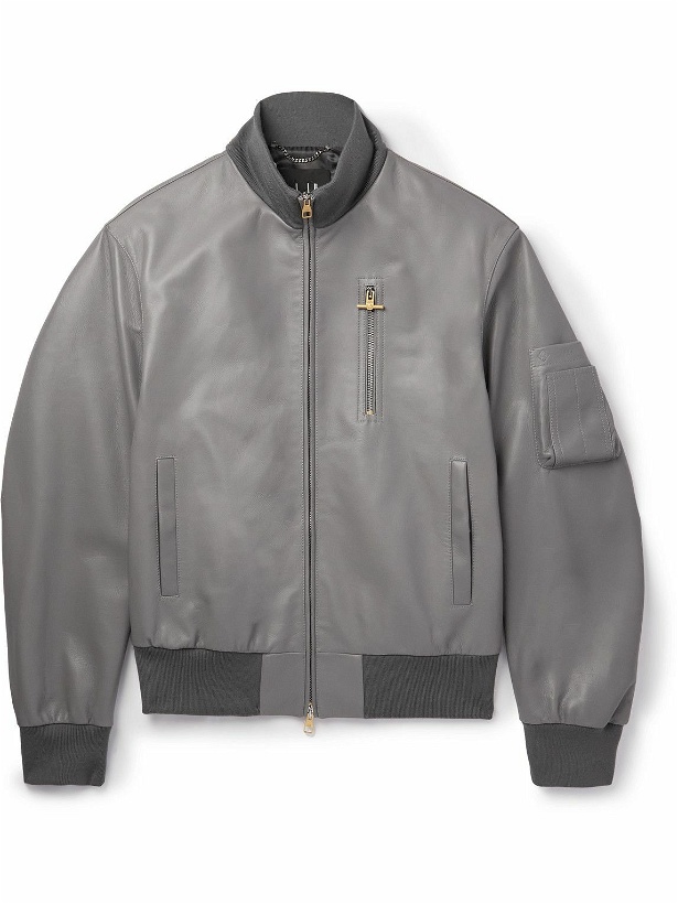 Photo: Dunhill - Leather Bomber Jacket - Gray