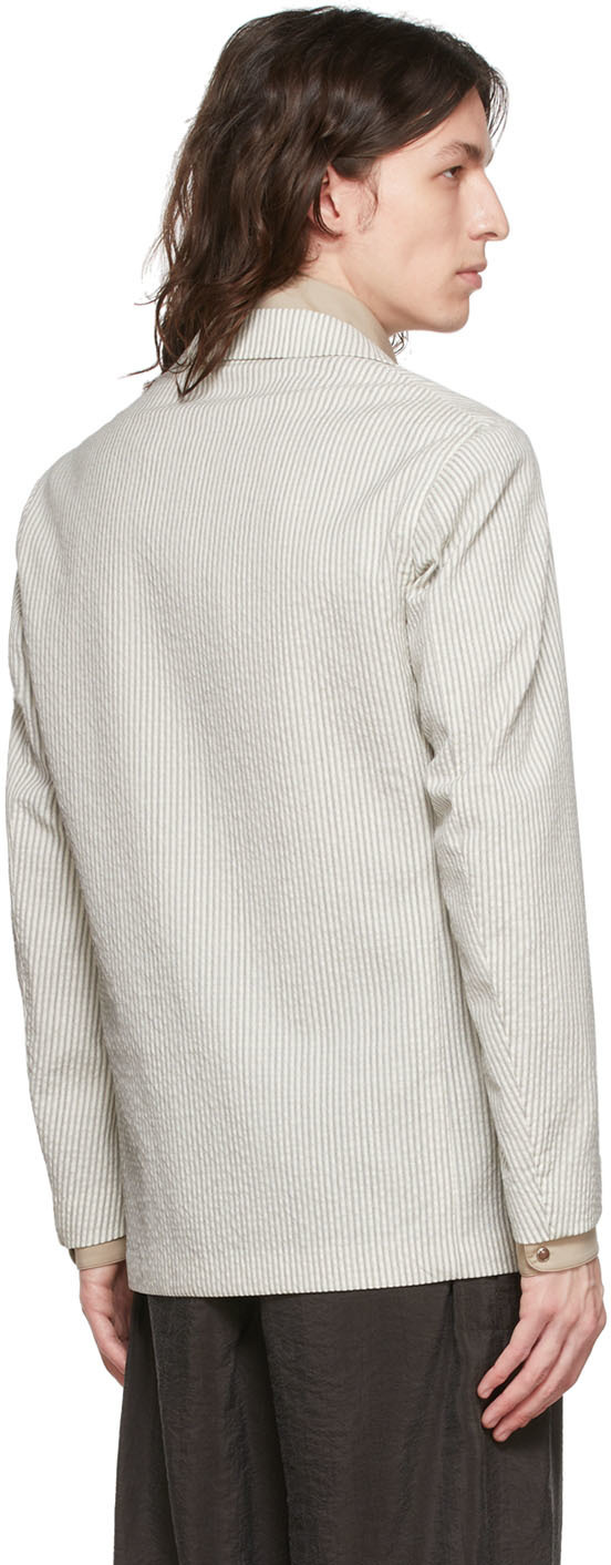 Ring Jacket White & Gray Wool Blazer