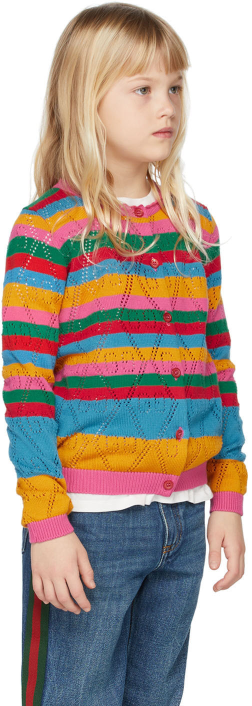 Gucci Kids' Cotton Sweater With G Monogram Logo In Multicolor