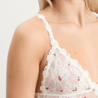 SKIMS Women's Stretch Lace Triangle Cami & Short Set in Ivory Cherry Print