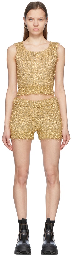Photo: Undercover Gold Nylon Tank Top & Shorts Set