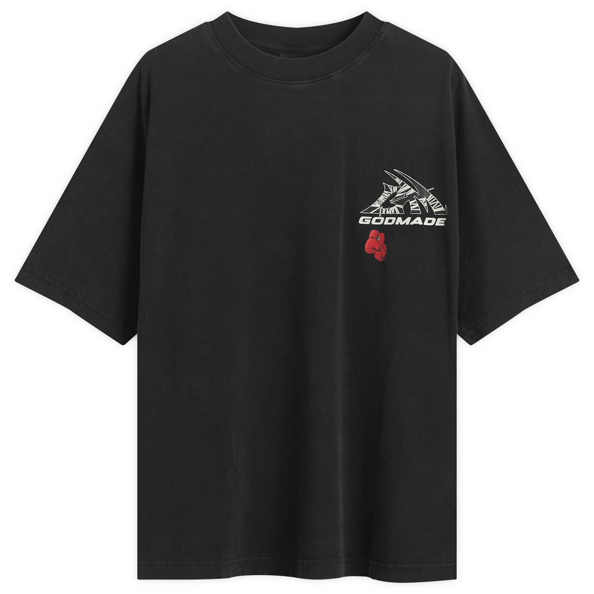 God Made Men's GM Logo Wrapped T-Shirt in Washed Black