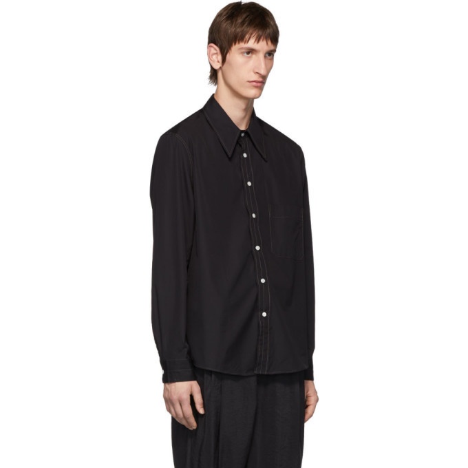 Lemaire Black Poplin Large Collar Shirt Lemaire