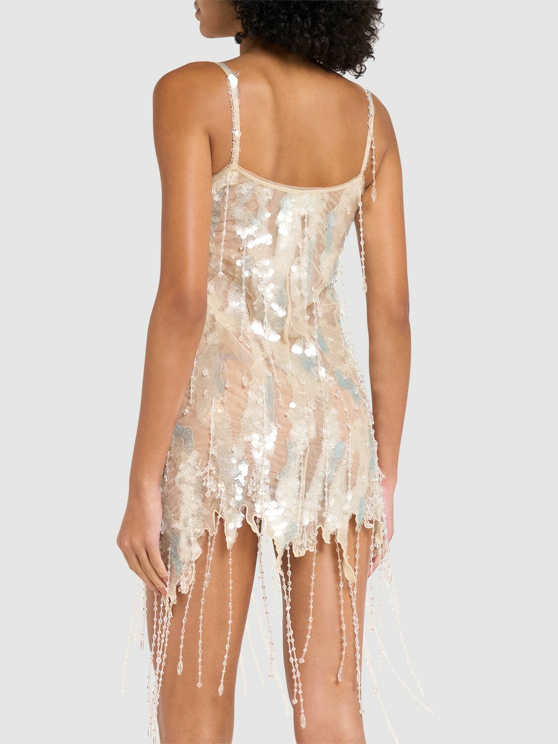 ワンピース BLUMARINE Embellished Mesh Mini Dress abito_corto_in_sable_con_appli