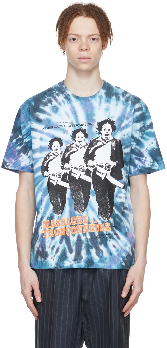 WACKO MARIA Blue 'Massacre à la Tronçonneuse' T-Shirt Wacko Maria