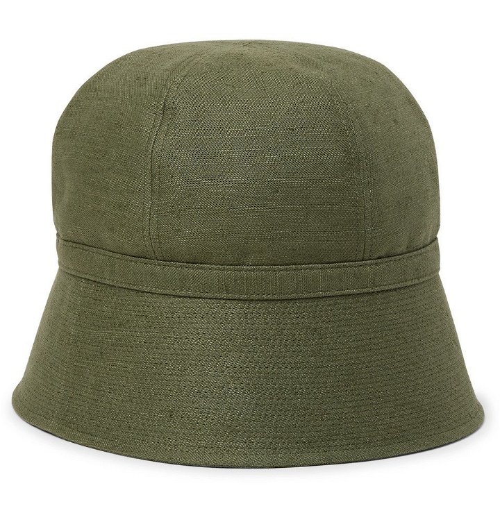 Photo: Needles - Slub Linen and Cotton-Blend Bucket Hat - Army green