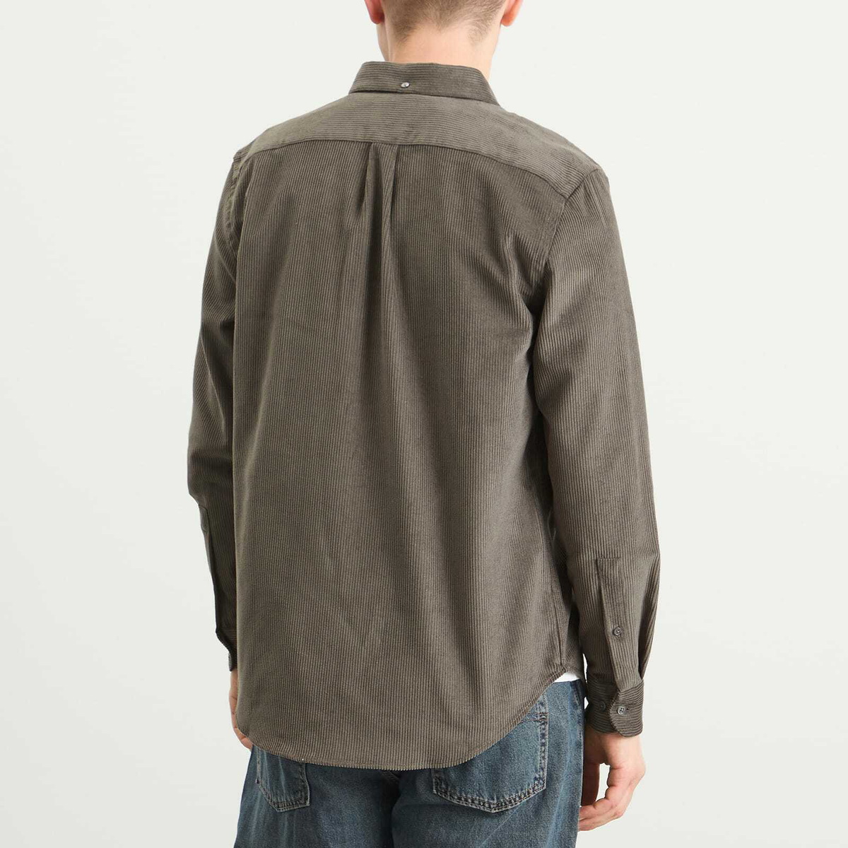 Portuguese Flannel Men's Lobo Button Down Corduroy Shirt in Grey