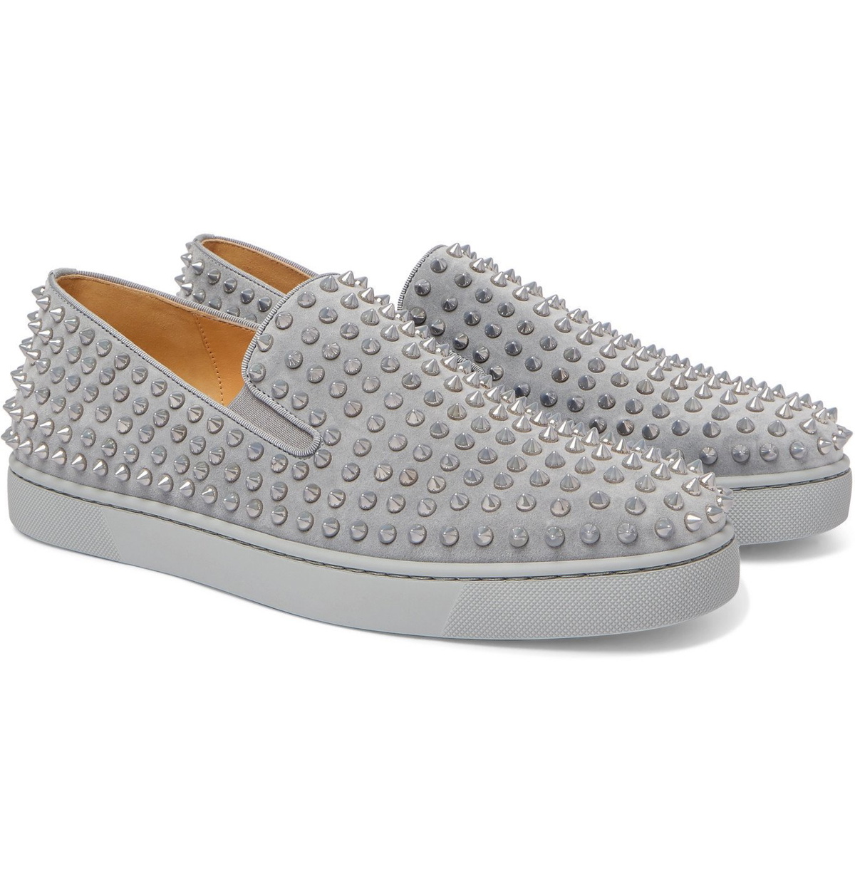 CHRISTIAN LOUBOUTIN - Roller-Boat Spiked Suede Slip-On Sneakers