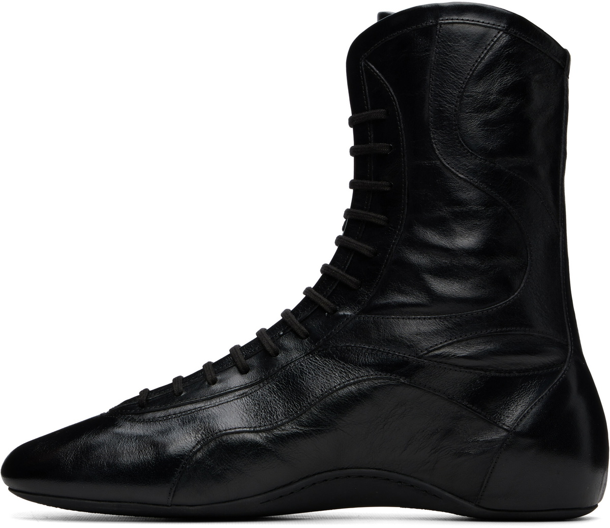 Dries Van Noten Black Leather High Top Sneakers