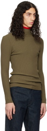 ANDREĀDAMO Khaki Striped Turtleneck