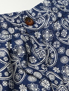 Universal Works - Wide-Leg Printed Cotton-Twill Shorts - Blue