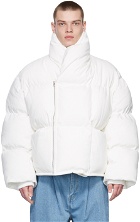 Hed Mayner White Double-Breasted Puffer Jacket