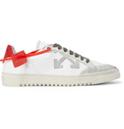 Off-White - 2.0 Distressed Suede and Leather-Trimmed Canvas Sneakers - White