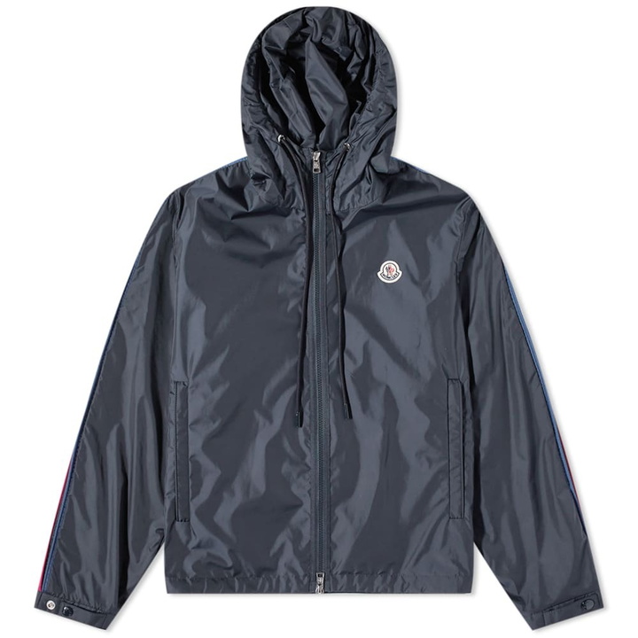 Photo: Moncler Men's Hattab Side Stripe Nylon Windbreaker in Navy