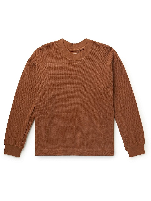 Photo: Nicholas Daley - Garment-Dyed Waffle-Knit Stretch-Cotton Sweatshirt - Orange