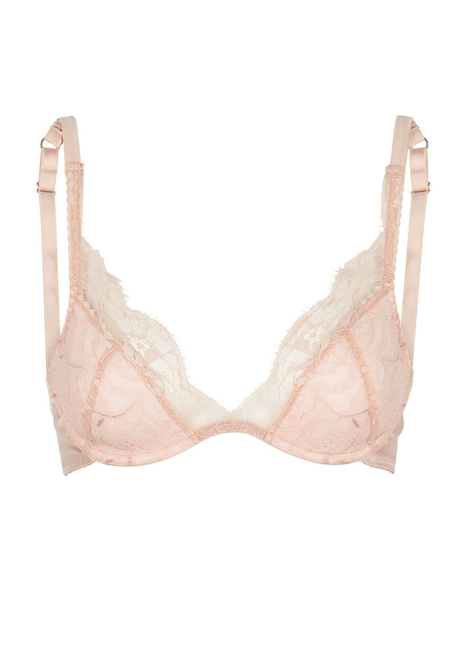 Fleur OF England Signature Silk-blend Plunge bra Nude