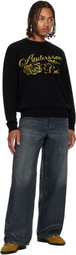 Andersson Bell Black Cashmere Rose Crew-Neck Sweater