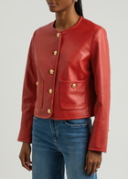Veronica Beard Andrea Leather Jacket Red