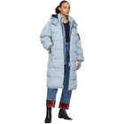 Alexander Wang Blue Bleached Denim Long Puffer Jacket