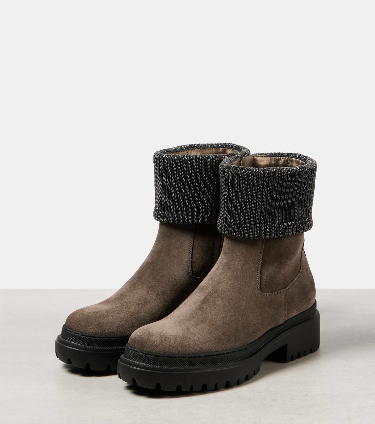 Brunello Cucinelli Embellished suede Chelsea boots