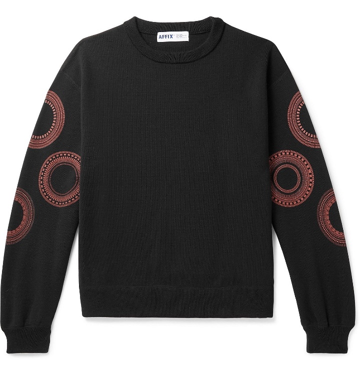 Photo: AFFIX - Oversized Printed Merino Wool-Blend Sweater - Black