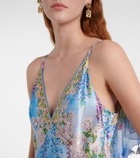 Camilla Printed silk slip dress