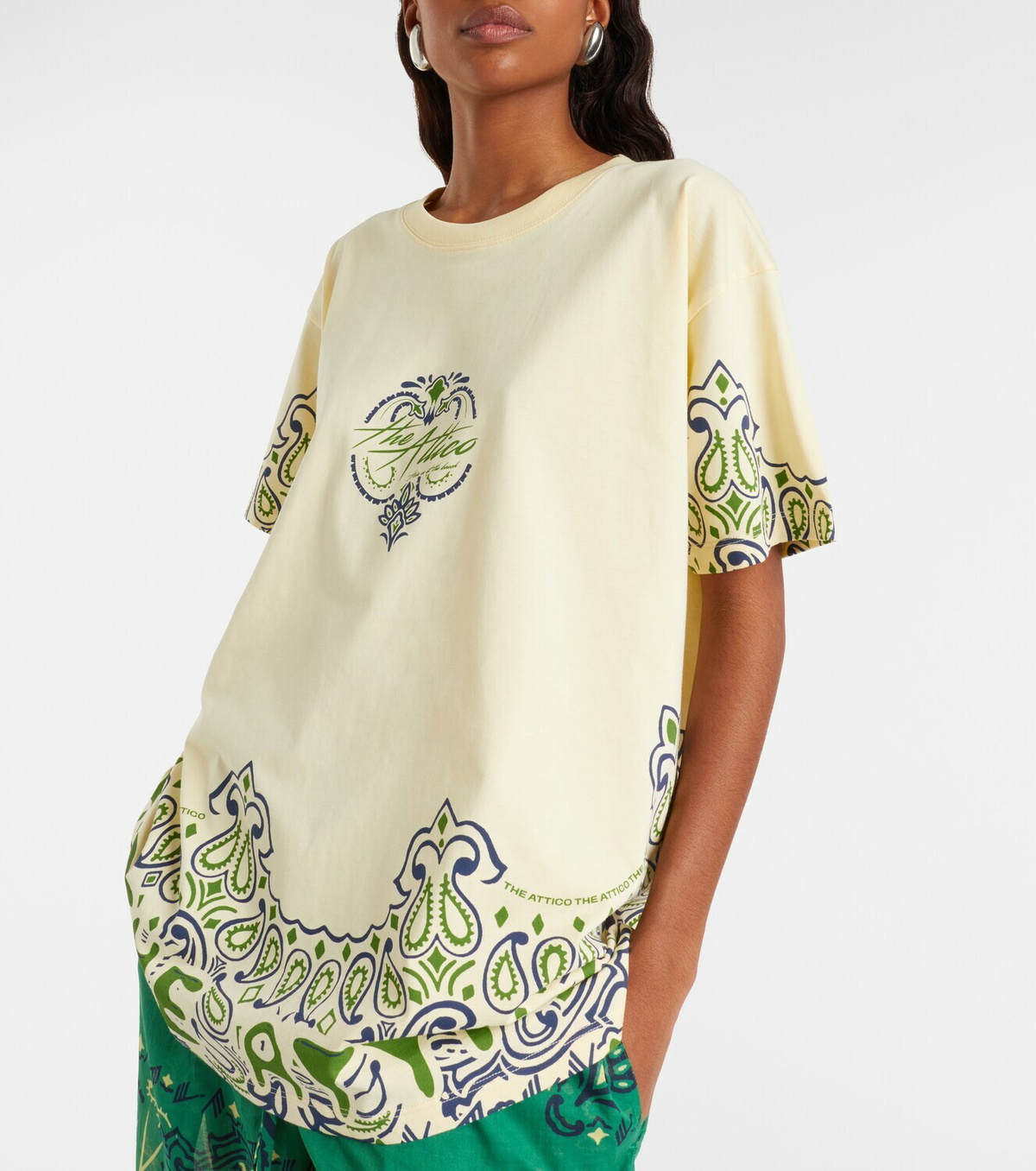 The Attico Bandana oversized cotton jersey T-shirt