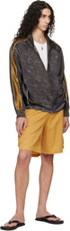 Serapis Yellow Riveted Linen Cargo Shorts