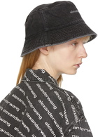 Alexander Wang Grey Denim Crystal Logo Bucket Hat