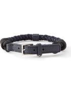 Loro Piana - Scooby Small Woven Cord and Leather Dog Collar - Blue