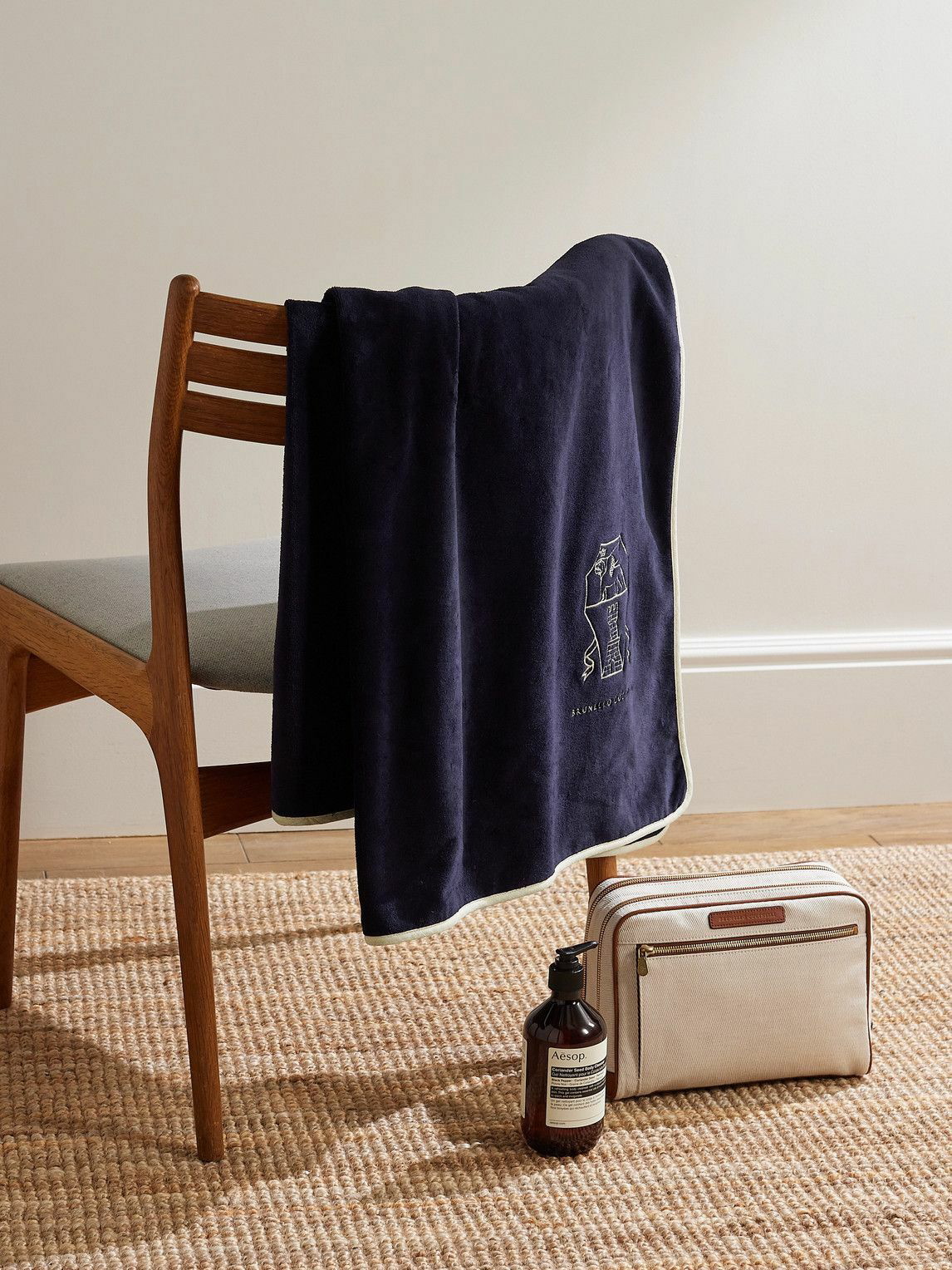 Photo: Brunello Cucinelli - Logo-Embroidered Cotton-Terry Beach Towel